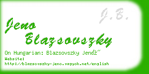 jeno blazsovszky business card